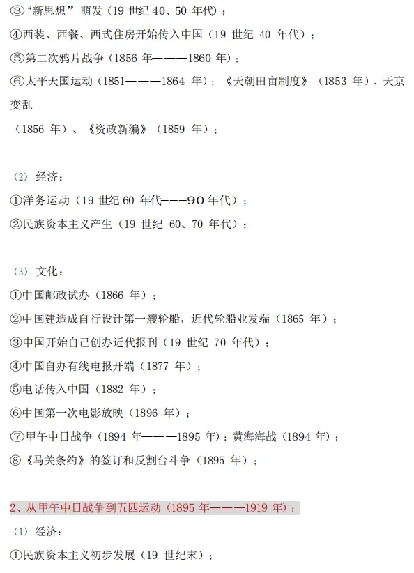 高中历史时间表完整版文档,高中历史时间表及知识点归纳整顿