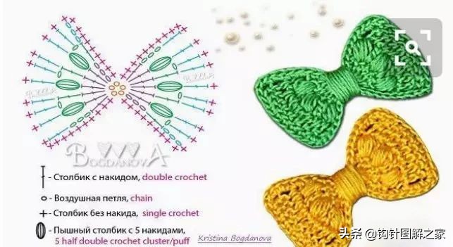 钩针蝴蝶结花样大全图解,钩针蝴蝶结教程全过程