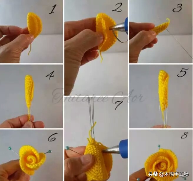 七种玫瑰花的钩编步骤,浪漫永不凋零的玫瑰花折纸