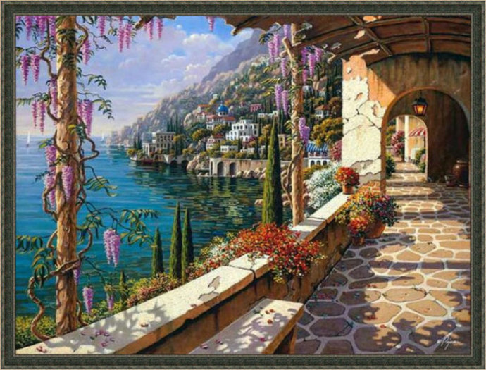 唯美风景油画图片大全,油画花朵唯美风景