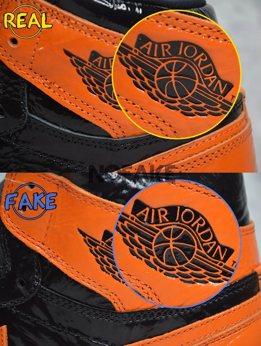airjordan1猪油扣碎真假对比,airjordan1黑橙扣碎鉴定