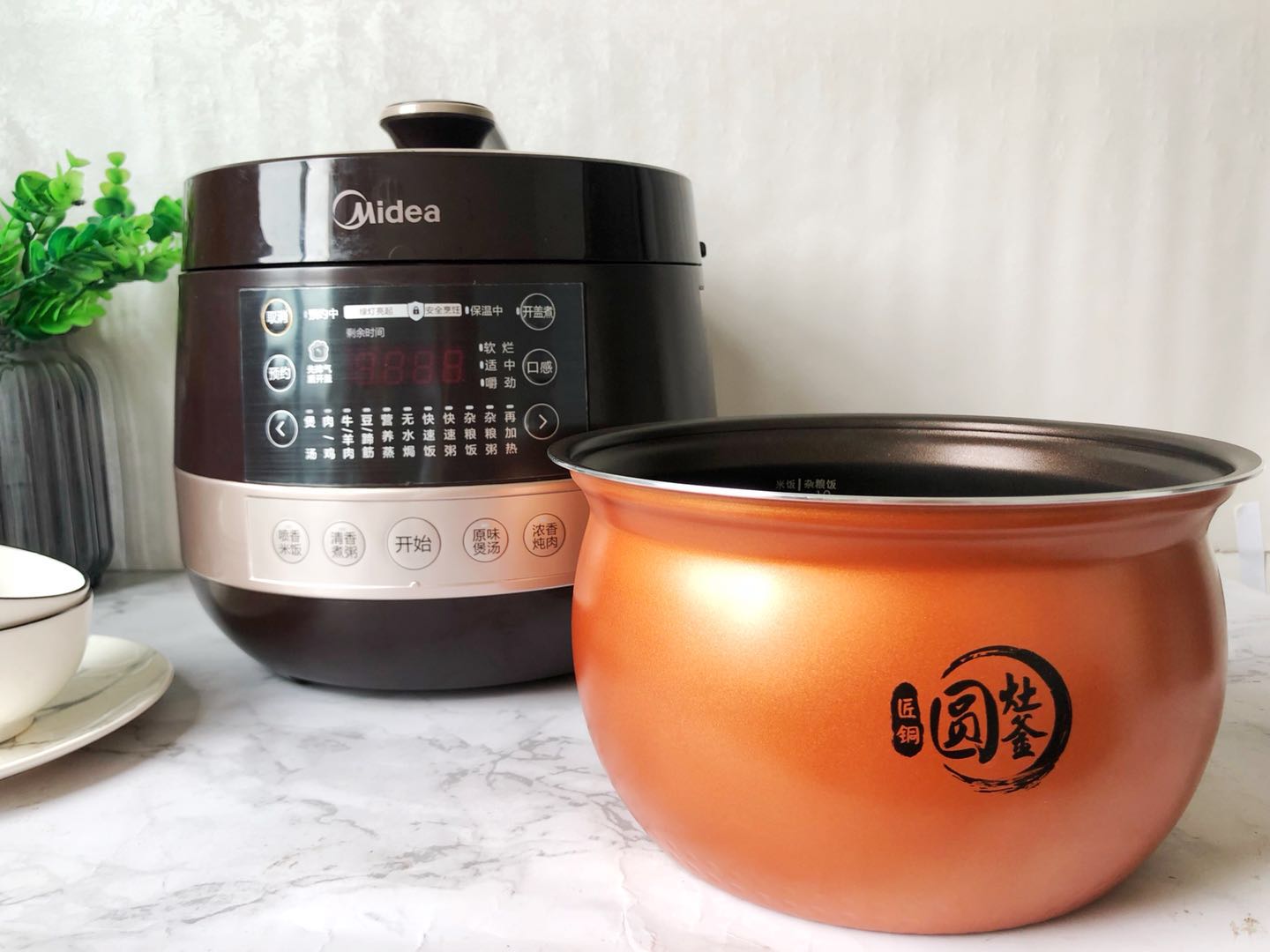 美的圆釜灶的电压力锅,美的电压力锅精钢厚釜炖肉