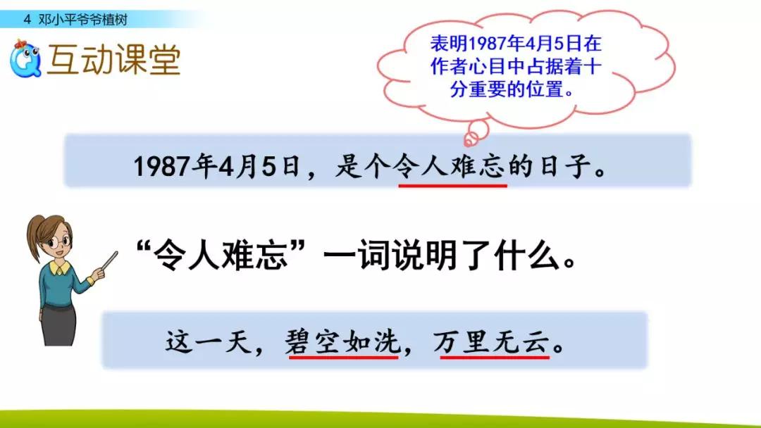 部编版二年级下册语文第4课《*小平邓**爷爷植树》知识点+图文讲解