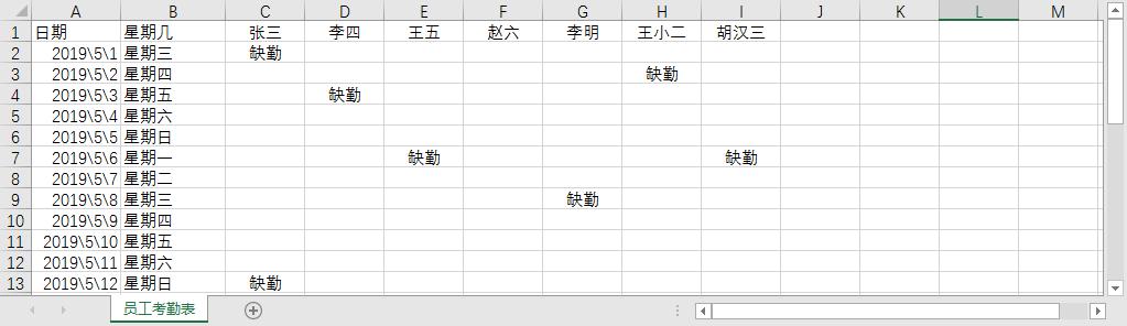 简单实用的考勤表,考勤表模板及方法
