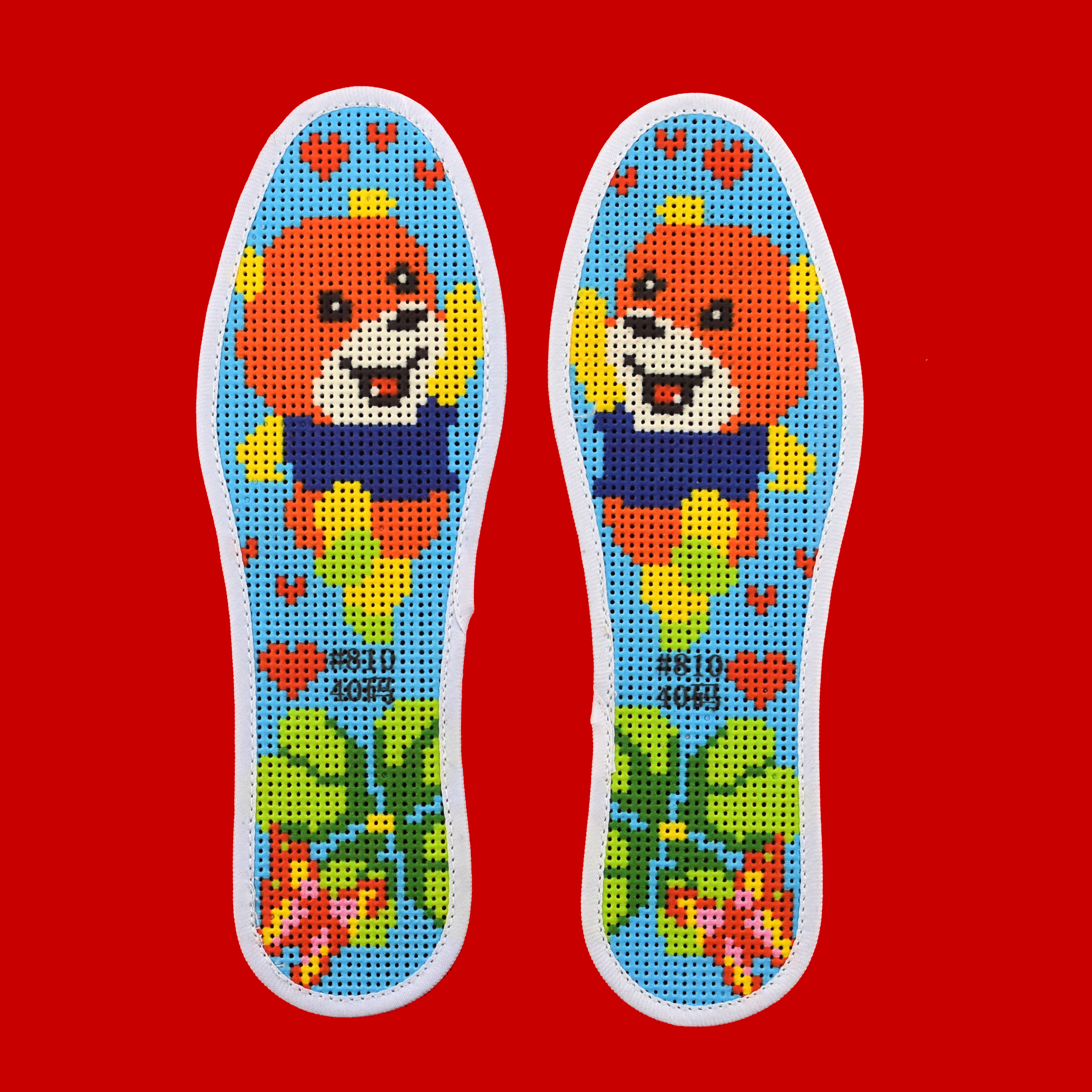 小娃娃绣花鞋垫,两根针线绣花鞋垫