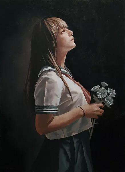 油画日系动漫,油画里的唯美少女