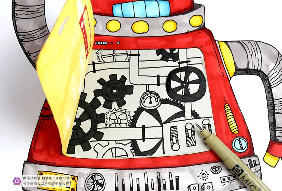 儿童画垃圾分类机器人,做家务机器人创意儿童画