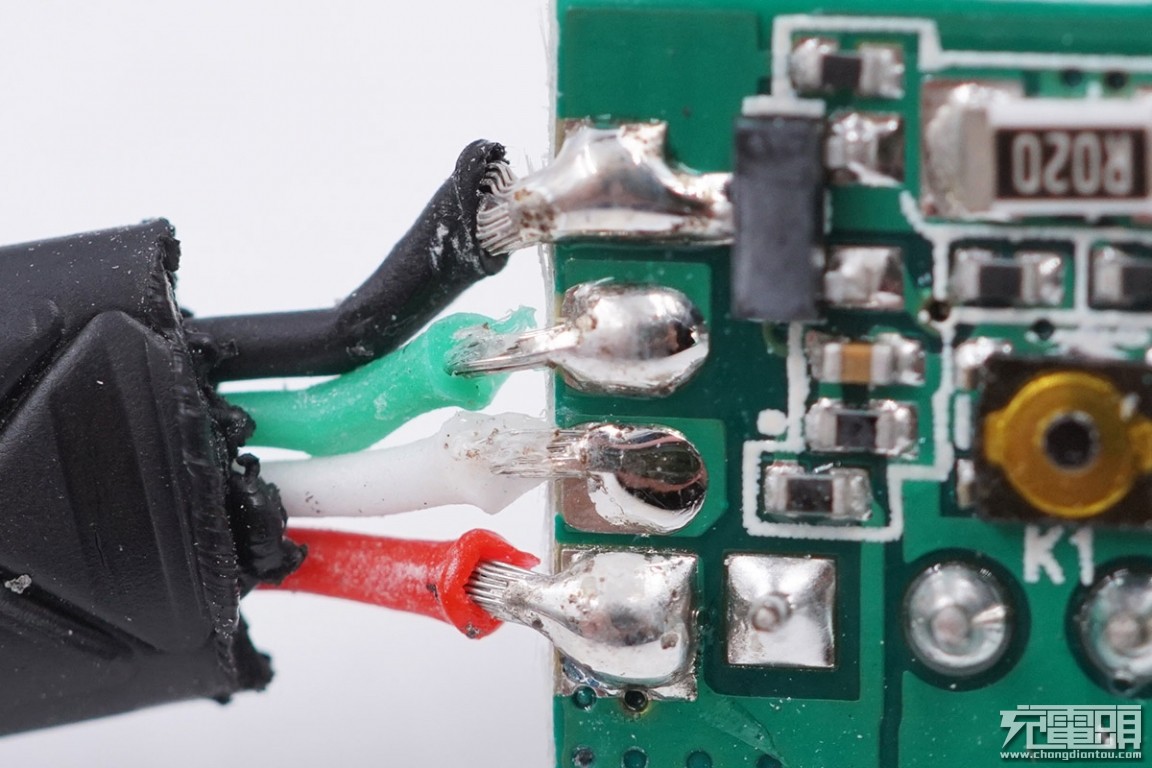 c口快充数据线拆解,加粗快充可自动断电数据线测评