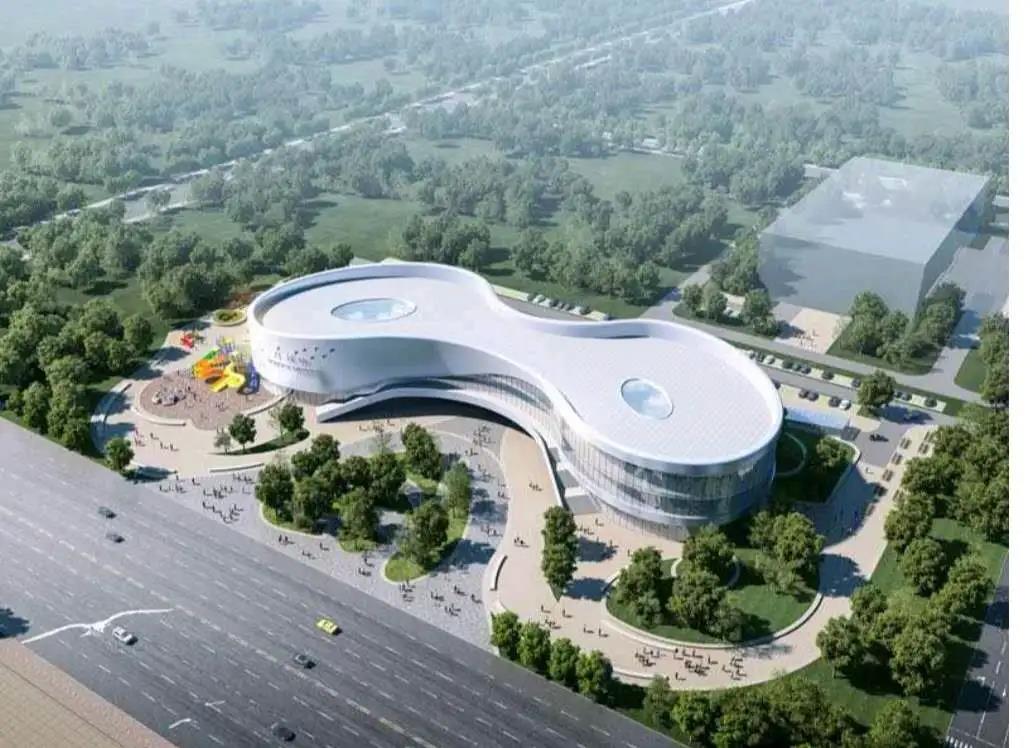 枣阳七馆合一项目鸟瞰图,枣阳七馆合一最新进度建设项目