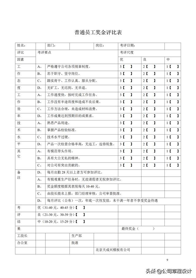物业公司员工考核制度表,员工考核制度表制作