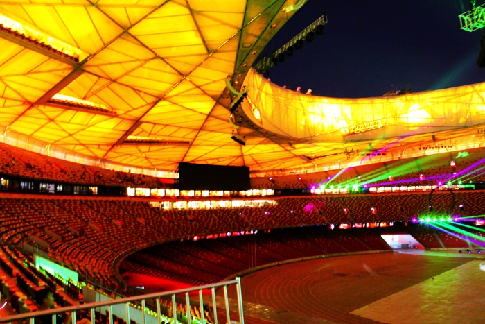 国家奥体中心灯光秀,鸟巢朝阳灯光节