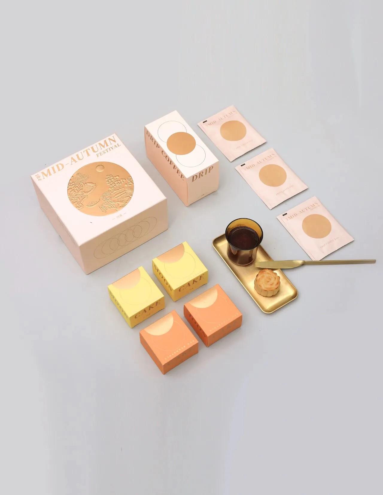 月饼礼盒港风包装设计图,白银月饼瓦楞纸礼盒包装设计