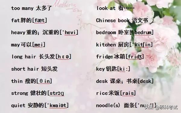 小学六年级单词音标复习,小学1-6年级必考词语