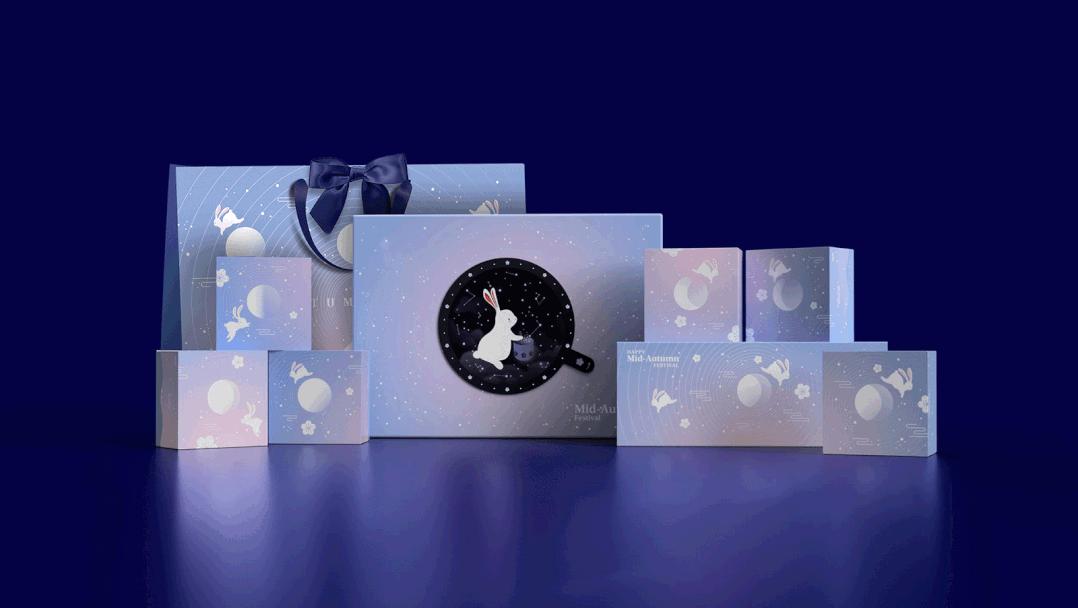 创意插画月饼礼盒长条形,创意满满的中秋节月饼包装设计