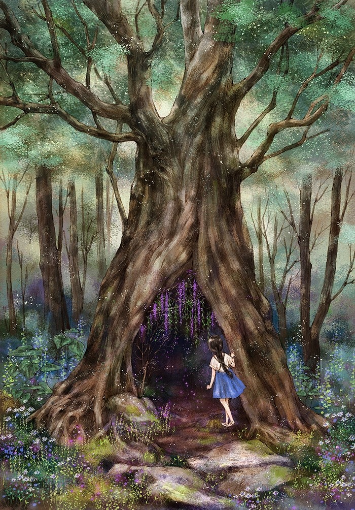 韩国插画师森林女孩日记图文,水彩插画森林女孩日记