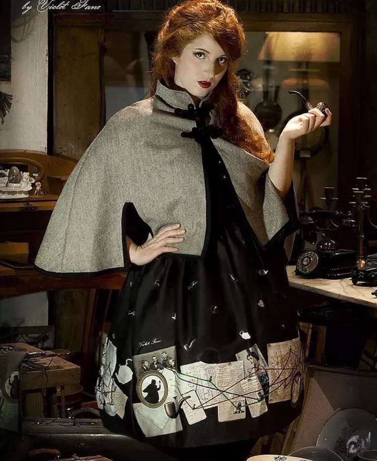 洛丽塔复古宫廷风轻洋装,紫红色洛丽塔洋装