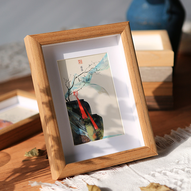 a4画框装裱实木,正方形宣纸实木画框中式装裱字画