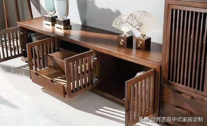新中式客厅电视柜效果图,餐厅客厅电视柜隔断柜新中式