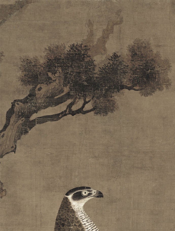 650年前的《柏鹰图》，用笔工细有特点，是古代国画的代表作品