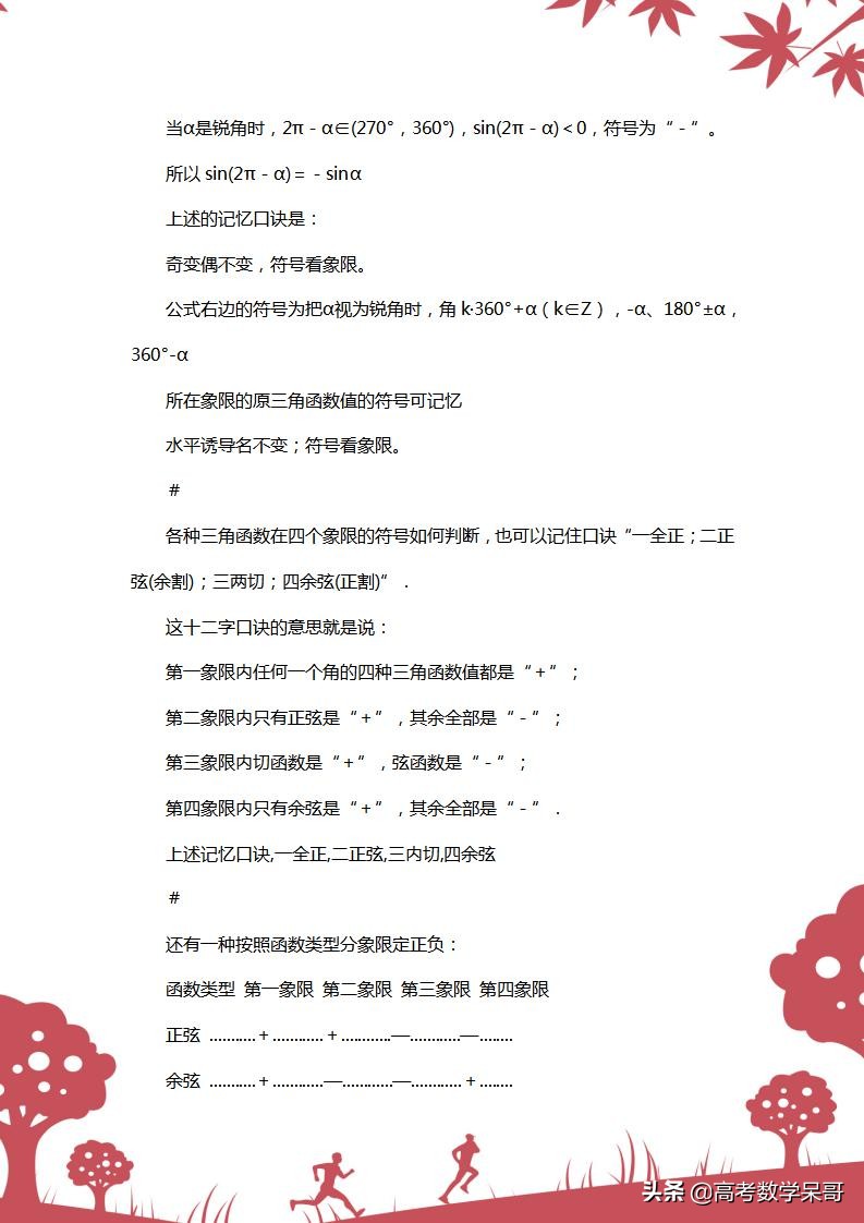 三角函数诱导公式高考数学知识点,高中三角函数诱导公式学习技巧