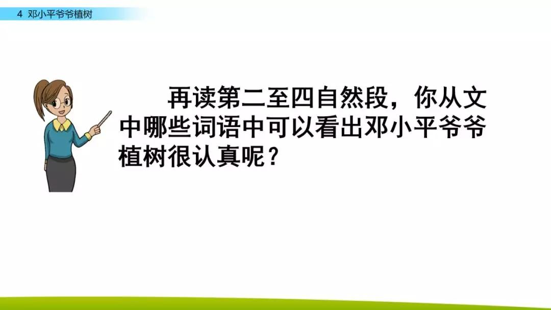 部编版二年级下册语文第4课《*小平邓**爷爷植树》知识点+图文讲解