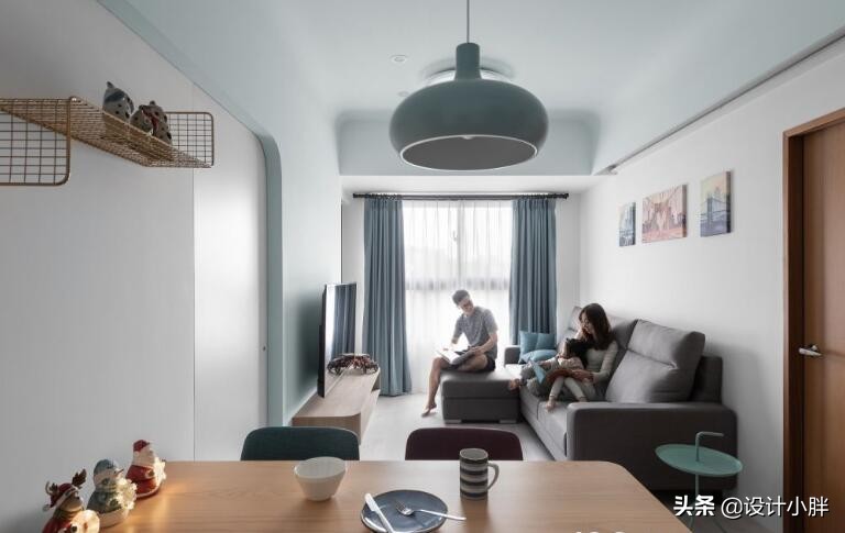 一家三口装修新房，变身63㎡浅灰绿木质小宅，手牵手开启新生活