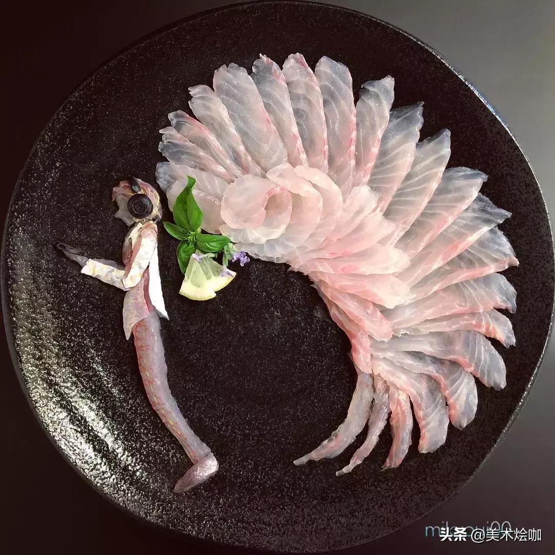 这是家里有矿吗,用三文鱼作画也能美到爆