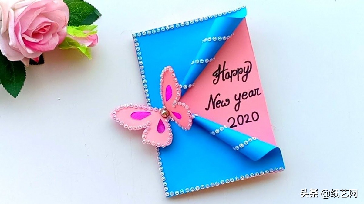 新年贺卡用卡纸还是彩纸,一看就会的超简单手工新年贺卡