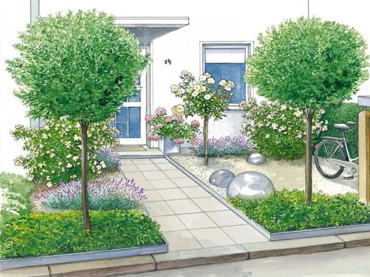 手绘清新小花园,日式庭院迷你小花园手绘