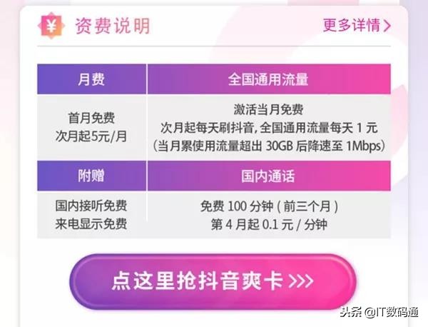 抖音爽卡5元卡申请,抖音卡电信爽卡申请入口
