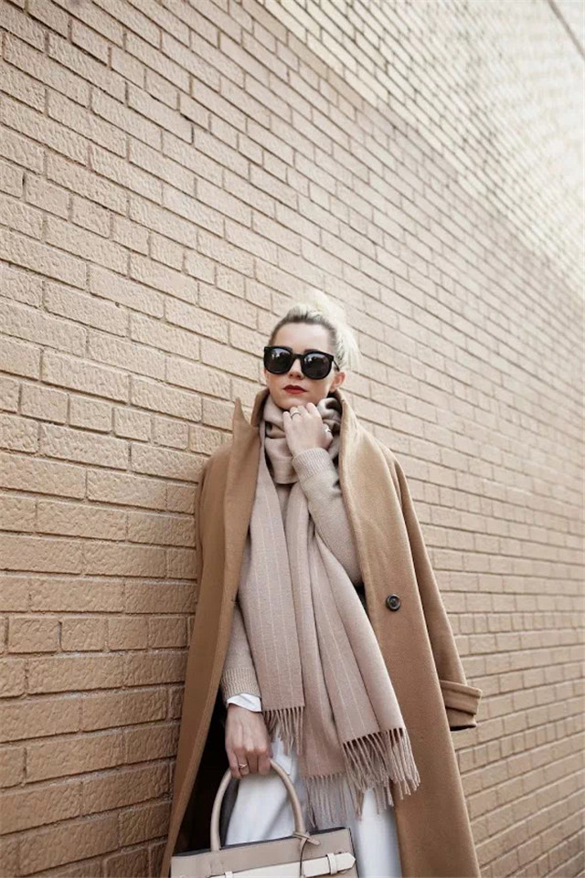 多种系法围巾女款配大衣,搭配大衣超美的一款围巾系法