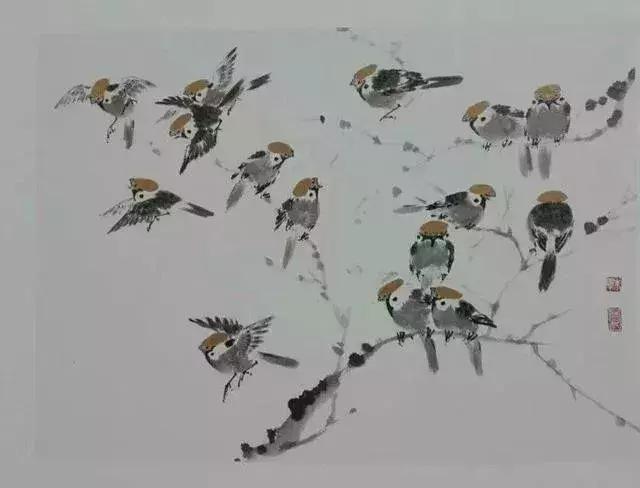 写意花鸟配景石的画法,干货写意花鸟类的画法