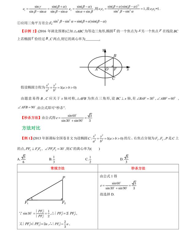 高中数学椭圆离心率经典题型,高中数学双曲线离心率秒杀技巧