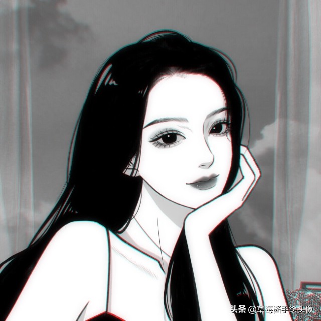 好看又低调的手绘头像,短发女生头像侧脸手绘黑白
