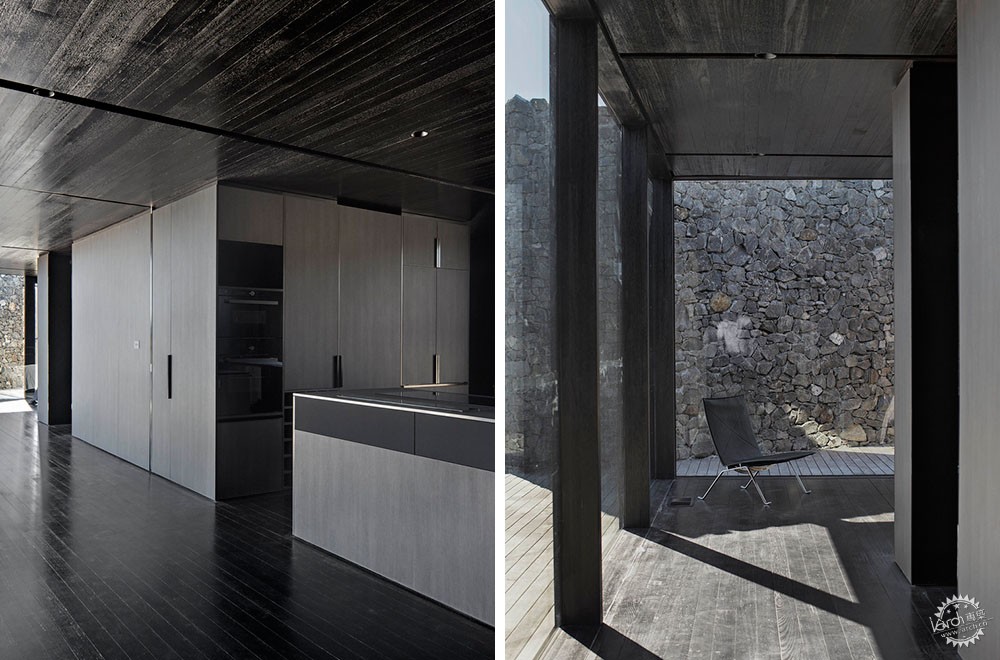 客厅石墙景观,房间景观石墙