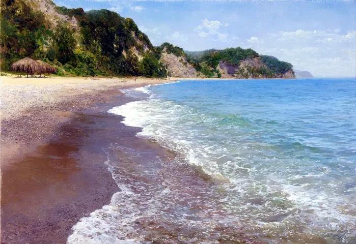 俄罗斯艺术家AydemirSaidov的人体绘画，花间的美丽少女