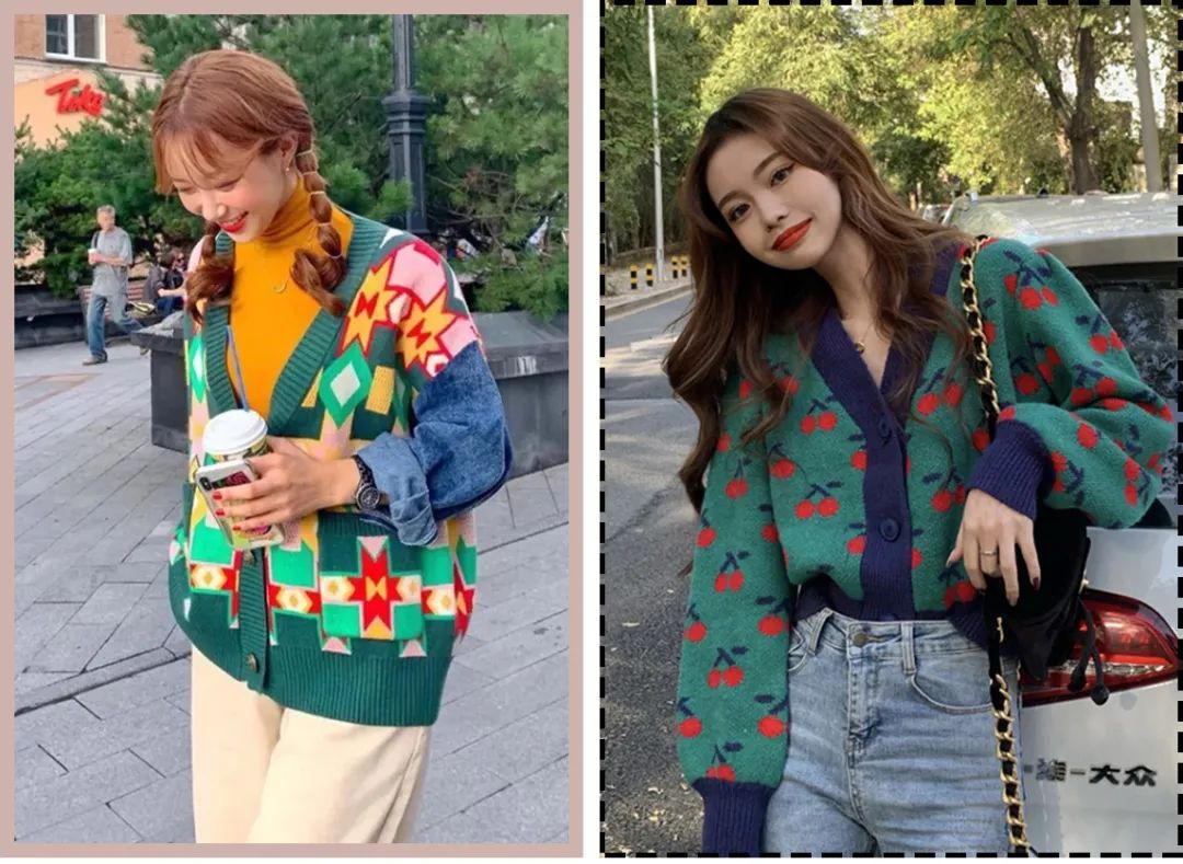 奶奶衫配半裙时髦保暖又有气质,2020早春穿奶奶衫超美