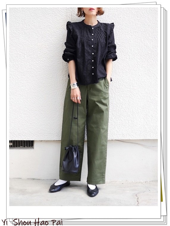 绿色阔腿裤套装搭配什么颜色外套,绿色阔腿裤女款爆款2022新款西裤