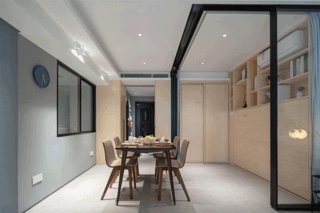 80平客厅书房一体设计,80平三室一厅简约现代装修风格