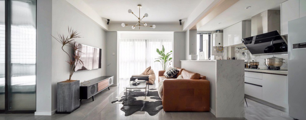 自然风开放式餐厨装修,140平客餐一体房子装修风格大全