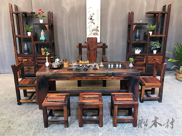 复古老船木家具,原生态老船木茶几家用