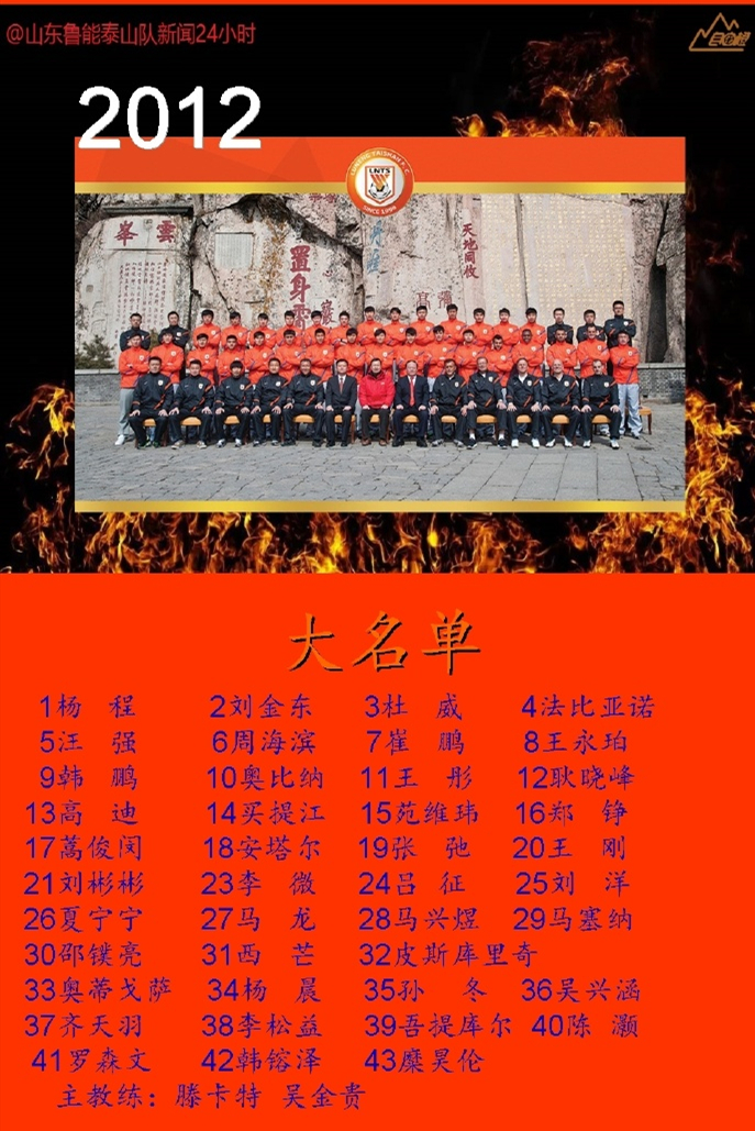 鲁能泰山全家福2014,山东鲁能2018全家福