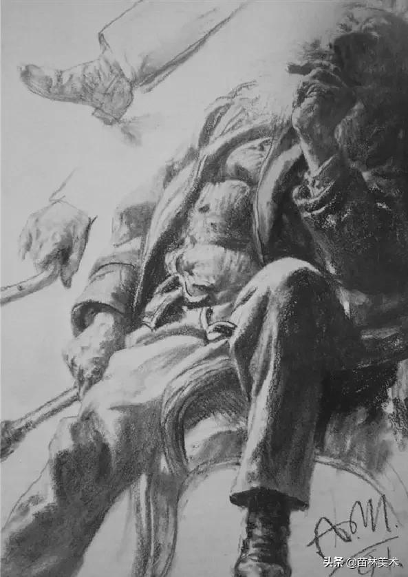 门采尔自画素描高清大图,素描大师门采尔著名作品