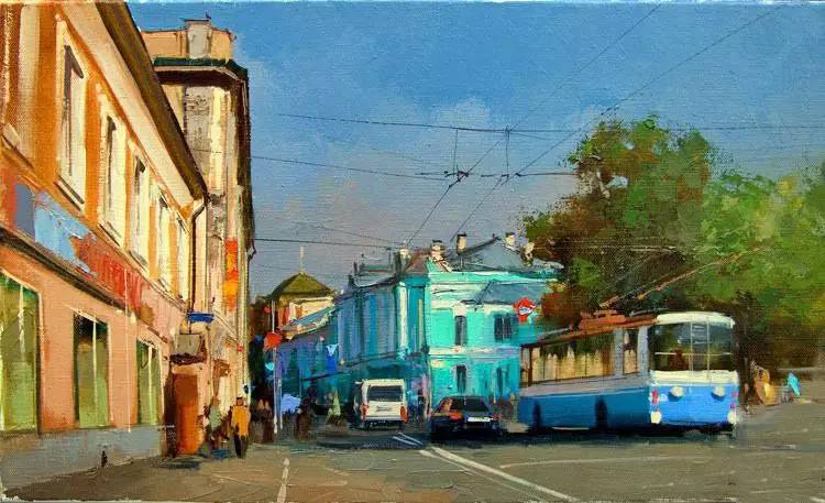 油画风景画氛围感,欧洲城市风景油画