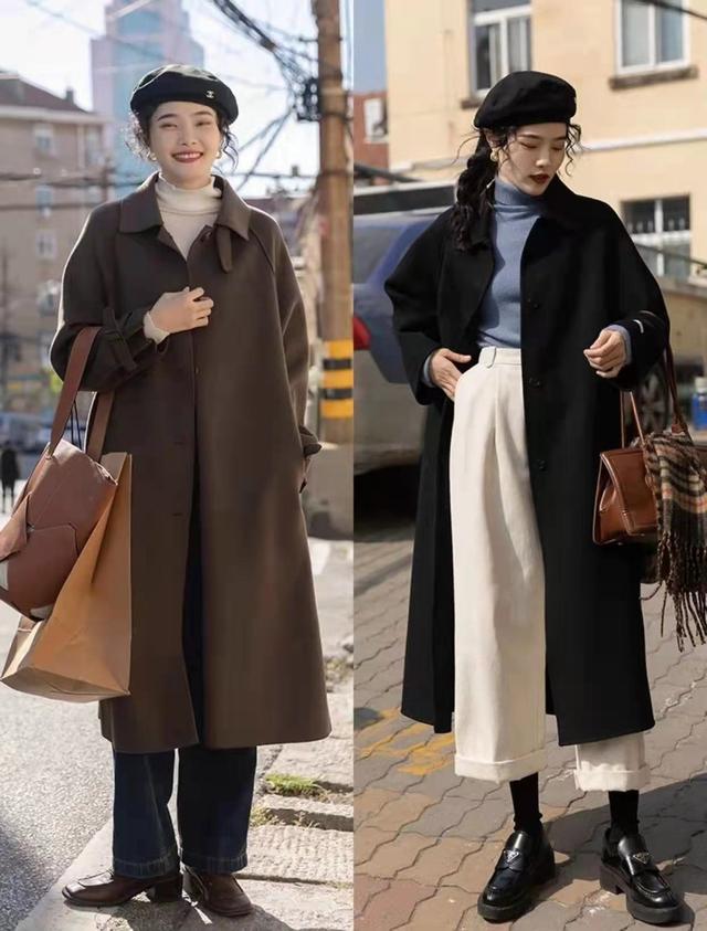 复古修身显瘦时尚女式呢子大衣,宽松时尚长款减龄呢子大衣