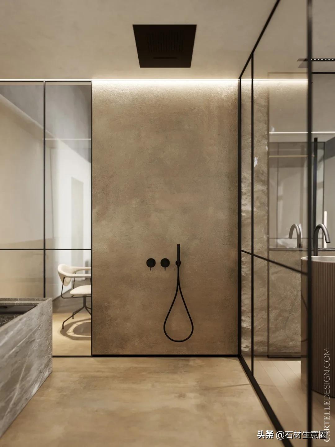 大理石做的浴室柜效果图,极简风格大理石浴室