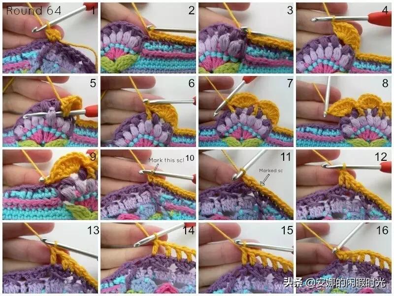 曼陀罗毯子编织教程,苏菲花园曼陀罗毯子钩法高清图解