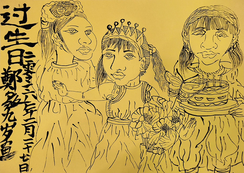 郑鑫绘画成长记录：线描篇（五）校园同学系列——创作