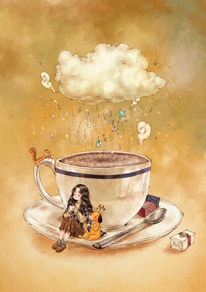 韩国插画师森林女孩日记图文,水彩插画森林女孩日记
