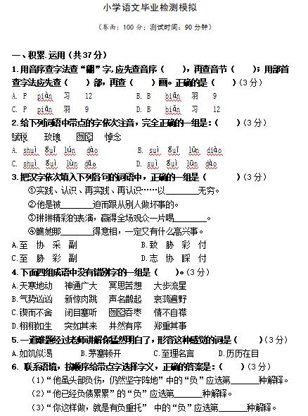 名师整顿|2020年小升初语文全国名校真题卷+复习卷（附答案）